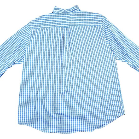 Men's Chaps XXL Easy-Care Long Sleeve Blue Button-Up Shirt - Classic Fit Poplin - Picture 2 of 12
